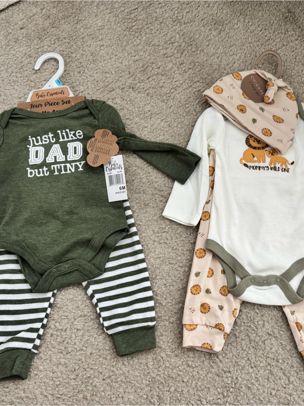 Green Striped Baby Bodysuit Set & Cream Pumpkin Romper Set